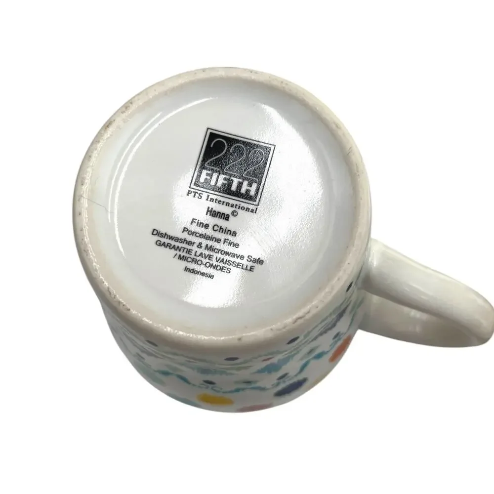 222 Fifth Mug HANNA PTS Int'l Fine China Porcelain Coffee Dots Geometric Replace
